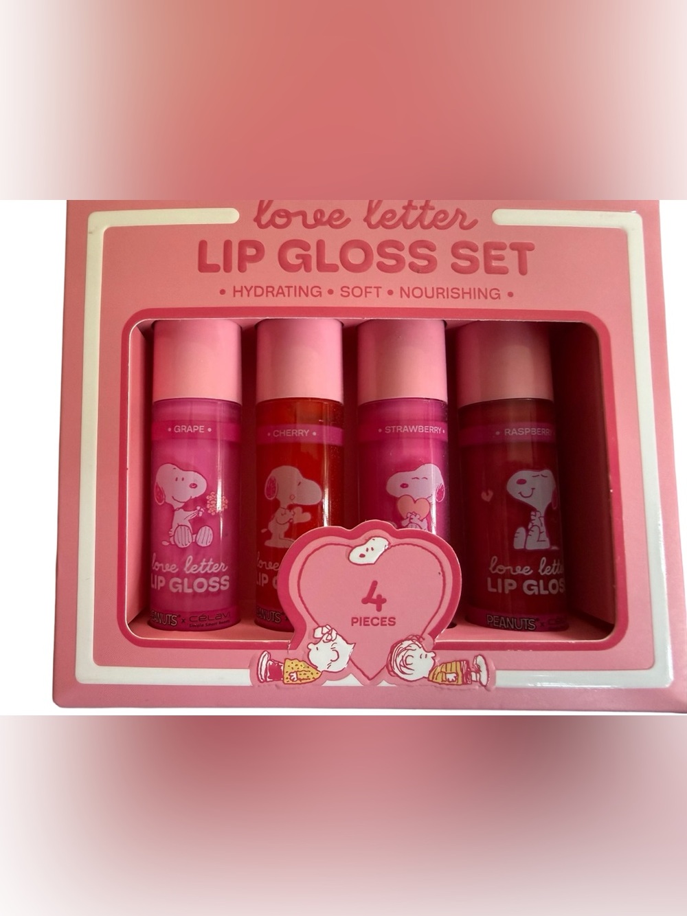 Peanuts x Célavi Love Letter Lip Gloss Set - Pink